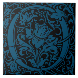 William Morris Art Nouveau Monogramm Buchstabe O Fliese