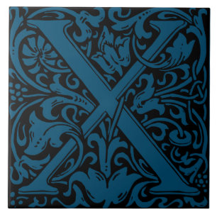 William Morris Art Nouveau monogrammierter Buchsta Fliese