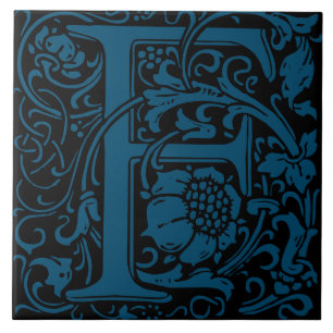 William Morris Art Nouveau monogrammierter Buchsta Fliese