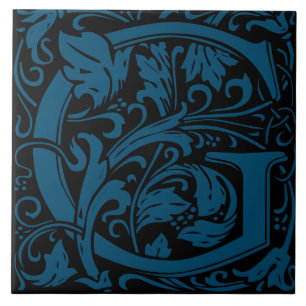 William Morris Art Nouveau monogrammierter Buchsta Fliese