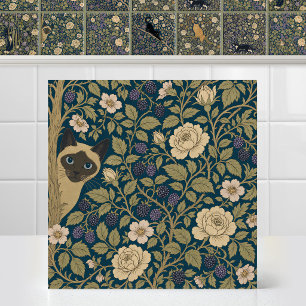 William Morris Art Nouveau Siamesische Katze Muste Fliese