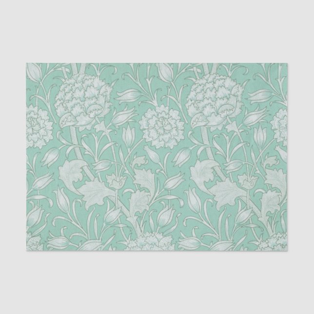 William Morris - Art Nouveau Wild Tulips - Green Seidenpapier (Vorderseite)