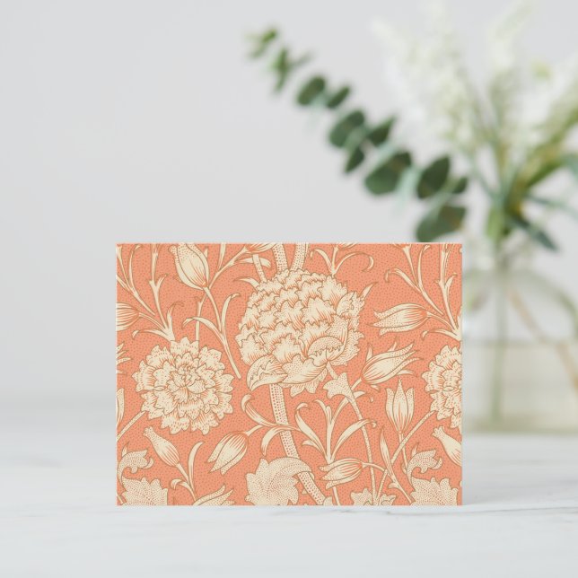 William Morris - Art Nouveau Wild Tulips - Peach Postkarte (Stehend Vorderseite)