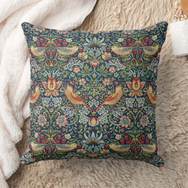 William Morris Art Throw Pillow Strawberry Diief Kissen (Decke)