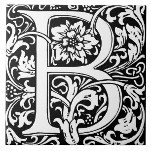 William Morris Arts and Crafts Monogram Letter B Fliese