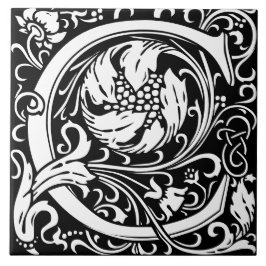 William Morris Arts and Crafts Monogram Letter C Fliese