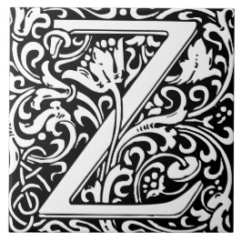 William Morris Arts and Crafts Monogram Letter Z Fliese
