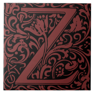 William Morris Arts and Crafts Monogramm Buchstabe Fliese