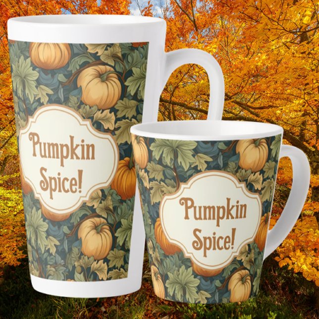 William Morris Autumn Pumpkin Gewürz Personalisier Milchtasse (Latte mugs 2 sizes)