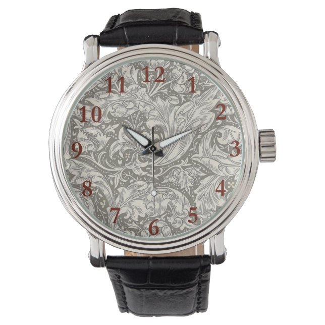 William Morris Bachelor's Button Blume Floral Bot Armbanduhr (Vorderseite)