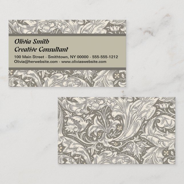 William Morris Bachelor's Button Blume Floral Bot Visitenkarte (Vorne/Hinten)