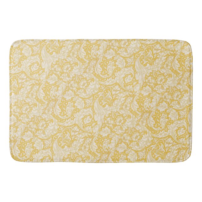 William Morris Bachelors Button Golden Background Badematte (Vorderseite)