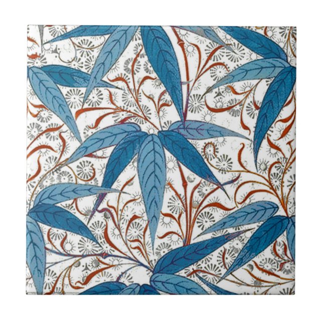 William Morris Bamboo Print, Denim Blue & White Fliese (Vorderseite)