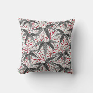 William Morris Bamboo Print, grau und weiß Kissen