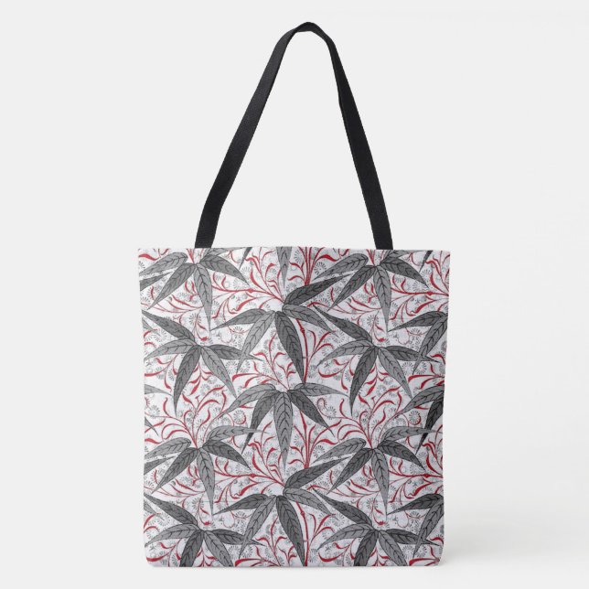 William Morris Bamboo Print, grau und weiß Tasche (Vorderseite)