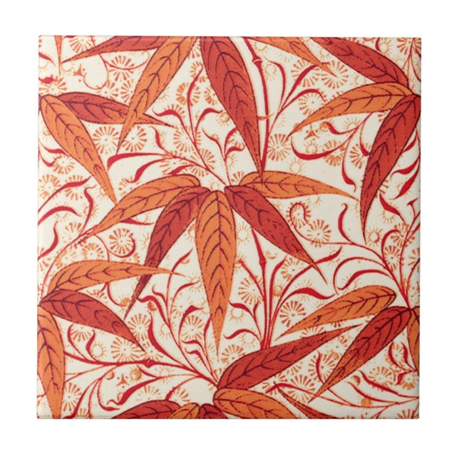 William Morris Bamboo Print, Mandarin Orange Fliese (Vorderseite)
