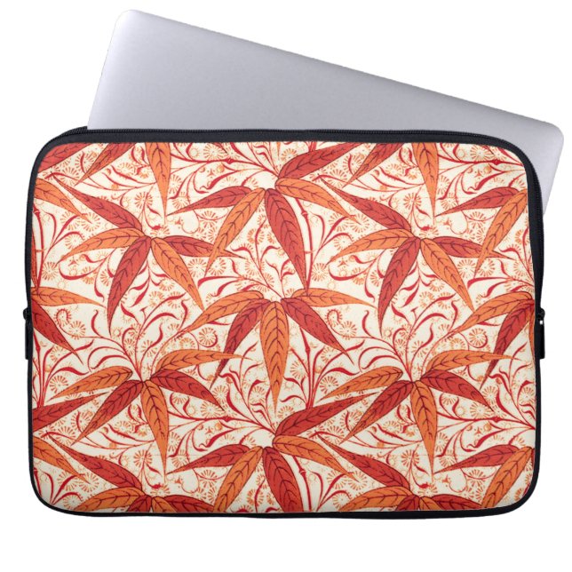 William Morris Bamboo Print, Mandarin Orange Laptopschutzhülle (Vorderseite)