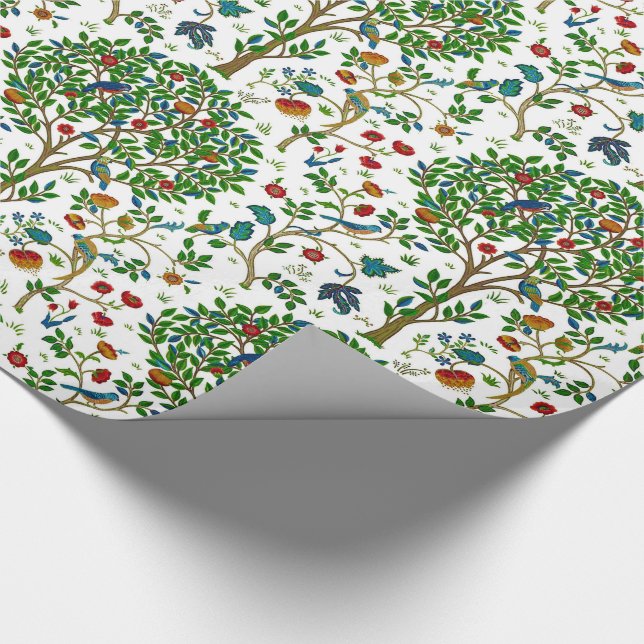 William Morris-Baum des Leben-Musters, grün u. Geschenkpapier (Ecke)