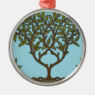 William Morris Baum-Fries-Floral-Tapete Silbernes Ornament