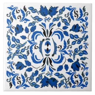 William Morris Bäume und Blätter blau und weiß Fliese