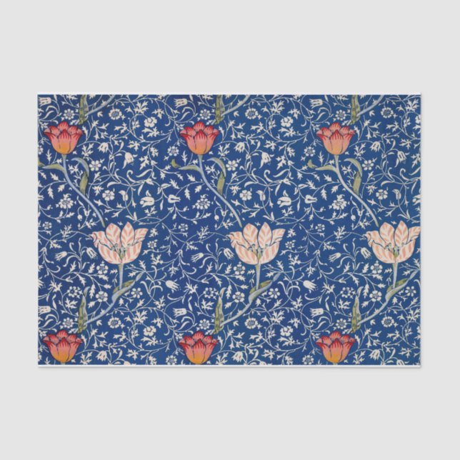 William Morris Beautiful Floral Pattern Blau Seidenpapier (Vorderseite)