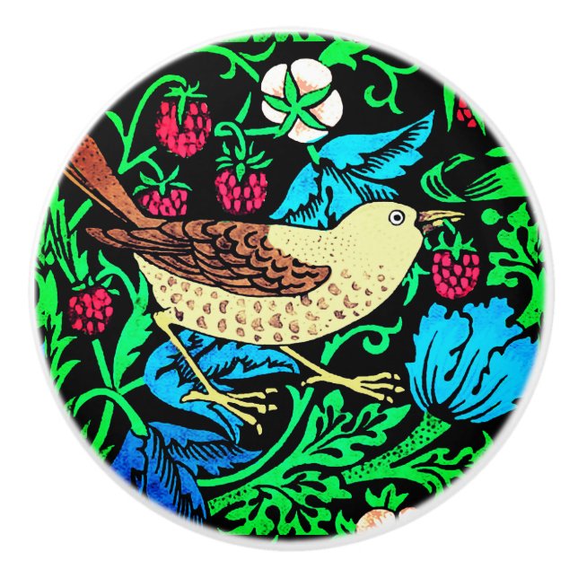 William Morris Bird & Blume, Blue and Brown Keramikknauf (Vorderseite)