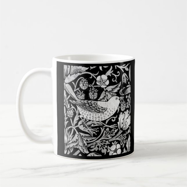 William Morris Bird & Blume Tile, Black and White Kaffeetasse (Links)
