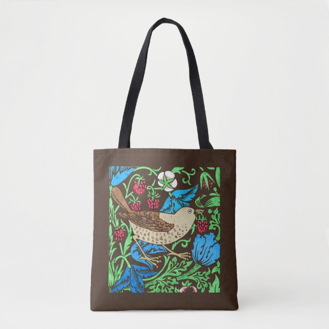 William Morris Bird & Blume Tile, Blue & Brown Tasche (Vorderseite)