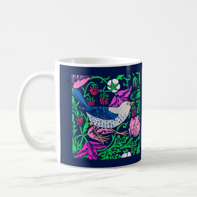 William Morris Bird & Blume Tile, Navy & Fuchsia Kaffeetasse (Links)