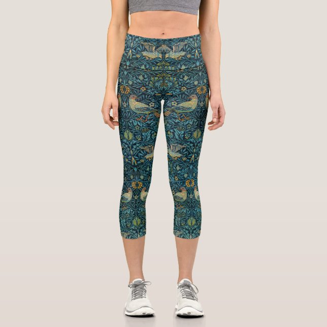 William Morris Birds & Floral Pattern Capri Leggings (Vorderseite)