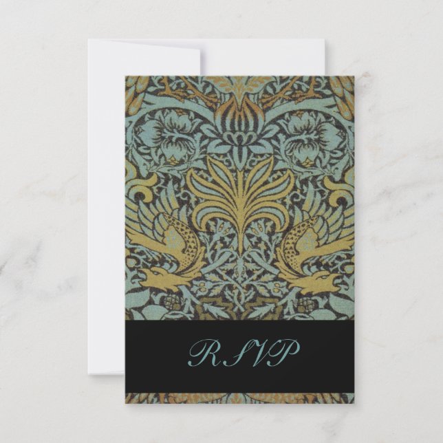 William Morris Birds Reply Cards für Square Invite RSVP Karte (Vorderseite)