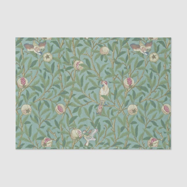 William Morris, Birds und Pommenates - Green Seidenpapier (Vorderseite)