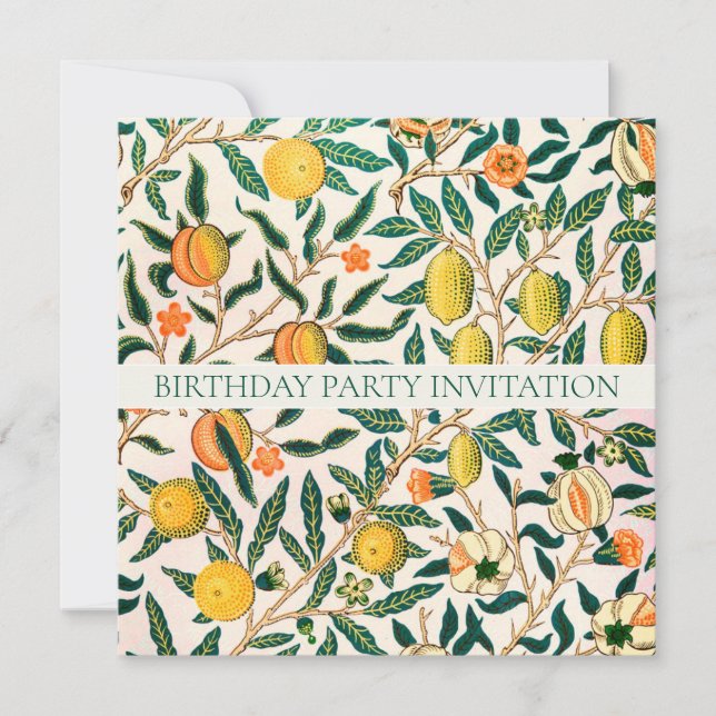 WILLIAM MORRIS BIRTHDAY PARTY INVITATION EINLADUNG (Vorderseite)
