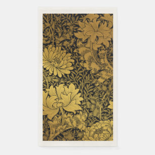 William Morris Black and Gold Floral Pattern Serviette