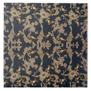 William * Morris Black and Gold Pine Cone Design Fliese