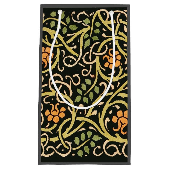 William Morris Black Floral Art Design Kleine Geschenktüte (Vorderseite)