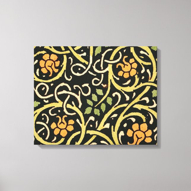 William Morris Black Floral Art Design Leinwanddruck (Vorderseite)