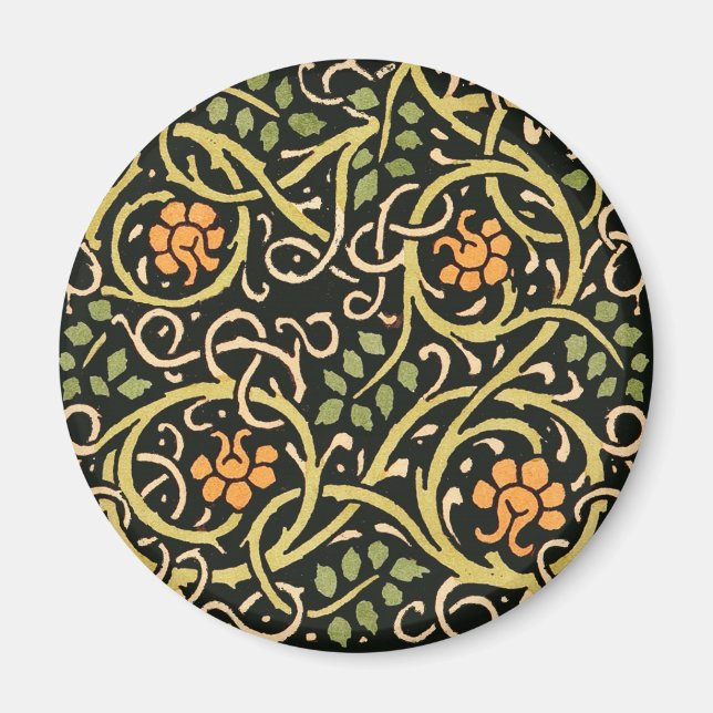 William Morris Black Floral Art Design Magnet (Vorne)
