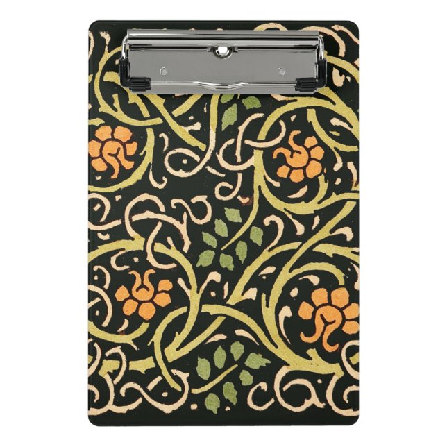 William Morris Black Floral Art Design Mini Klemmbrett (Vorderseite)