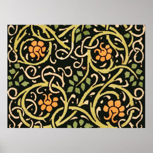 William Morris Black Floral Art Design Poster