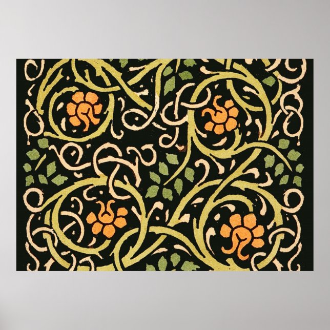 William Morris Black Floral Art Design Poster (Vorne)