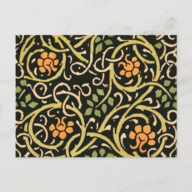 William Morris Black Floral Art Design Postkarte (Vorderseite)