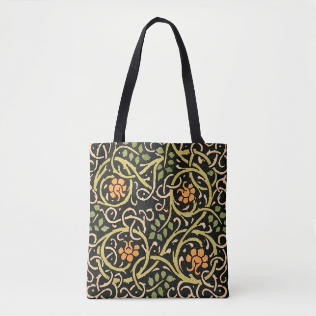 William Morris Black Floral Art Design Tasche (Vorderseite)