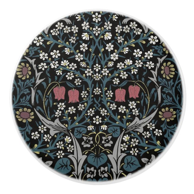 William Morris Blackthorn Floral Art Nouveau Keramikknauf (Vorderseite)