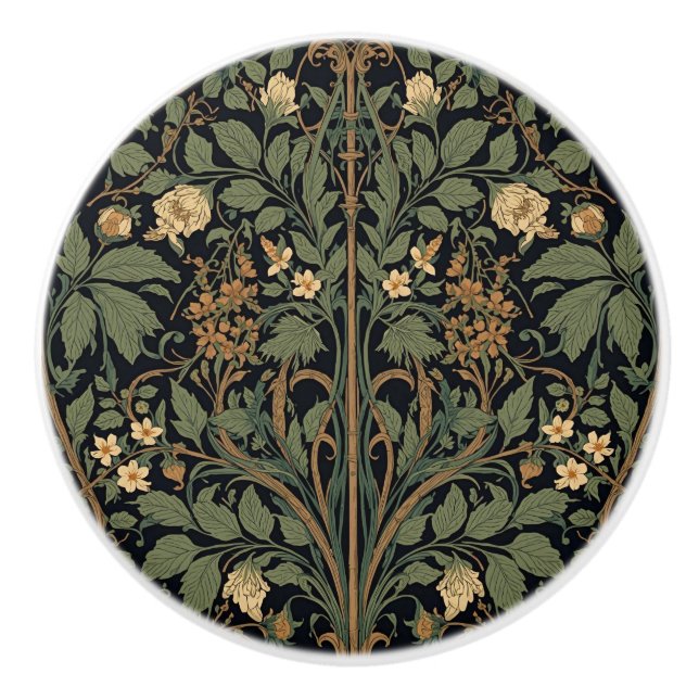 William Morris Blackthorn Floral Art Nouveau  Keramikknauf (Vorderseite)