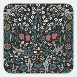William Morris Blackthorn Floral Art Nouveau Quadratischer Aufkleber
