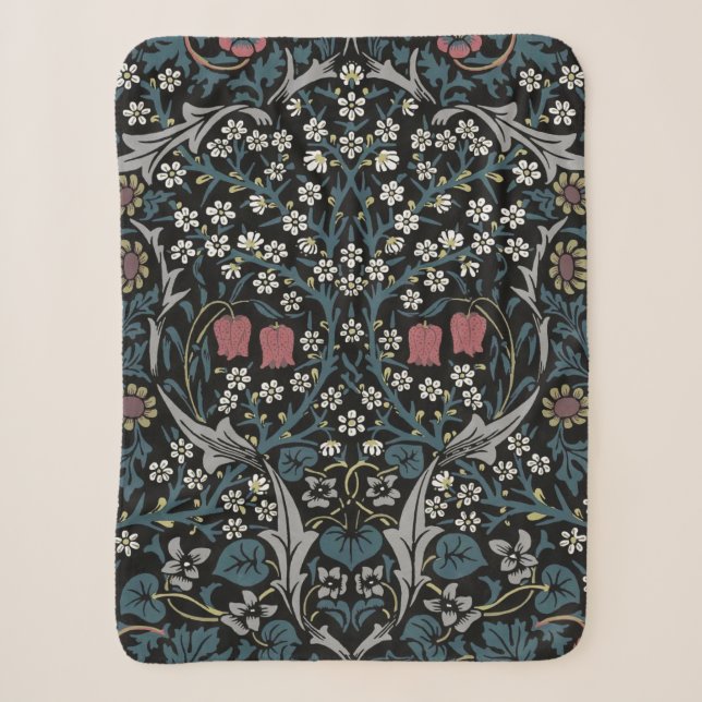 William Morris Blackthorn Floral Art Nouveau Sherpadecke (Vorderseite)
