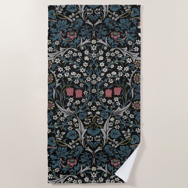 William Morris Blackthorn Floral Art Nouveau Strandtuch (Vorderseite)