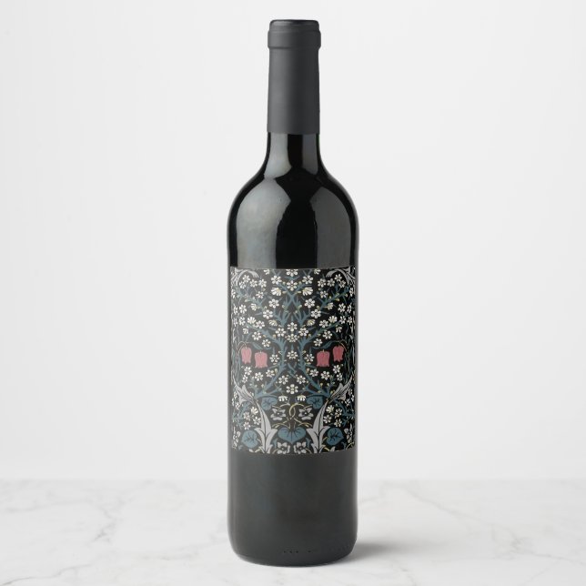 William Morris Blackthorn Floral Art Nouveau Weinetikett (Vorderseite)