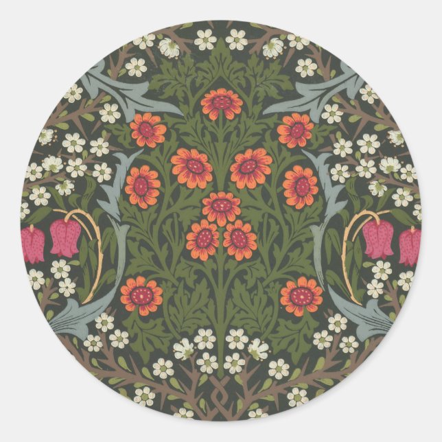 William Morris Blackthorn Garden Blume Classic Runder Aufkleber (Vorderseite)